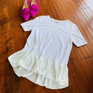 Loft short sleeve sweater tee with ruffled hem